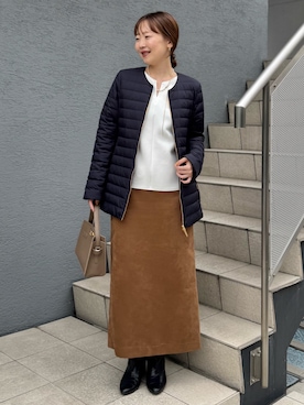 「スカートコーデ」｜「アイテム（ダウンジャケット/コート）」を使った、nol sachieさん（レディース・160cm）の秋コーディネート