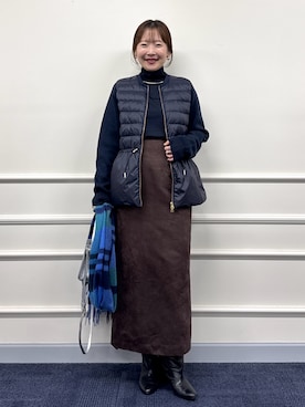 「スカートコーデ」｜「アイテム（ダウンジャケット/コート）」を使った、nol sachieさん（レディース・160cm）の秋コーディネート