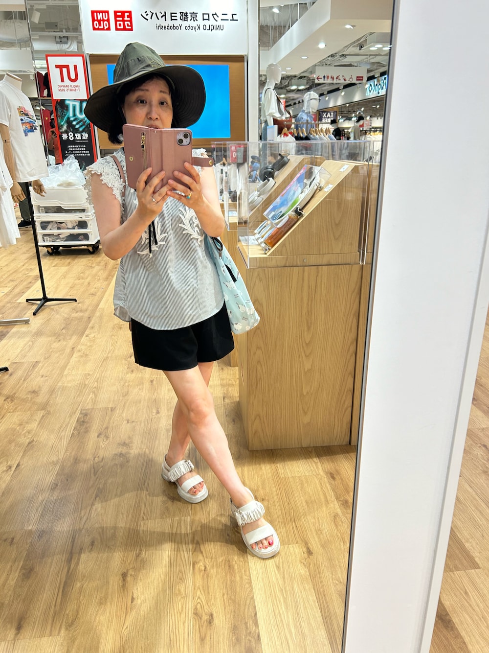「夏、休日コーデ、オトナカジュアル、お洒落さんとつながりたい、オトナ女子、低身長コーデ」｜「Adonisisの【Adonisis】ツィードコットンレースコンビロングスリーブブラウス（シャツ/ブラウス、ホワイト系）」を使った、Misa【相互フォロー】さん（レディース・149cm）の夏コーディネートの1枚目の写真