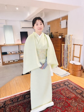 「ZOUのアイテム（着物、グリーン系）」を使った、Misa【相互フォロー】さん（レディース・149cm）の夏コーディネート