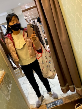 「アイテム（ダウンジャケット/コート、ピンク系）」を使った、Misa【相互フォロー】さん（レディース・149cm）の秋コーディネート