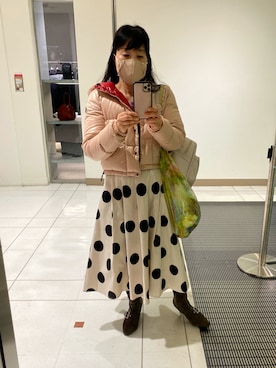 「アイテム（ダウンジャケット/コート、ピンク系）」を使った、Misa【相互フォロー】さん（レディース・149cm）の秋コーディネート