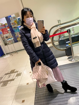 「アイテム（ダウンジャケット/コート、ピンク系）」を使った、Misa【相互フォロー】さん（レディース・149cm）の冬コーディネート