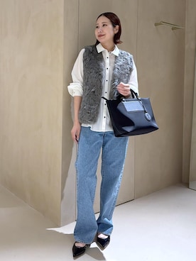 「E'POR（エポール）の【E'POR】【撥水加工・超軽量】 BOAT BAG Medium【25AW】（トートバッグ）」を使った、YUIさん（レディース・161cm）の秋コーディネート