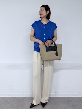 「E'POR（エポール）の【E'POR】BOAT BAG Medium/撥水・軽量・26SS新色（トートバッグ、ベージュ系）」を使った、YUIさん（レディース・161cm）の春コーディネート