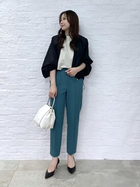 「ショート」｜「アイテム（ブルゾン）」を使った、YUIさん（レディース・161cm）の夏コーディネート