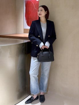 「E'POR（エポール）の【E'POR】TWO BOSTON BAG Mini/撥水・26AW新型（ハンドバッグ、ブラック系）」を使った、YUIさん（レディース・161cm）の秋コーディネート