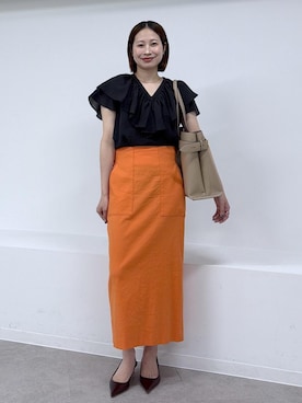 「E'POR（エポール）の【E'POR】A BAG Large/A4対応・通勤（トートバッグ、ベージュ系）」を使った、YUIさん（レディース・161cm）の春コーディネート