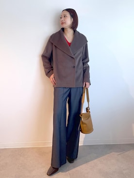 「アイテム（ステンカラーコート）」を使った、YUIさん（レディース・161cm）の夏コーディネート