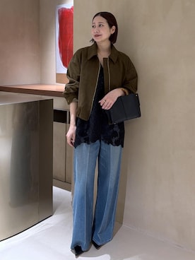 「ROPE'（ロペ）のアイテム（ブルゾン）」を使った、YUIさん（レディース・161cm）の春コーディネート