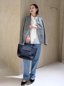 「アイテム（ノーカラージャケット）」を使った、YUIさん（レディース・161cm・30代）の秋コーディネート