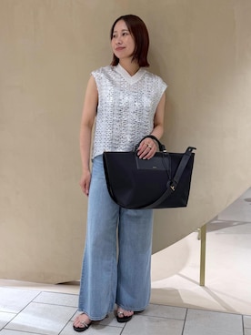「E'POR（エポール）の【E'POR】BOAT BAG Large/A4対応・撥水・軽量・26SS新色（トートバッグ、ブラック系）」を使った、YUIさん（レディース・161cm）の春コーディネート