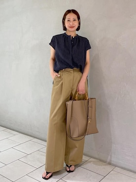 「E'POR（エポール）の【E'POR】BAMBOO BAG Large【通勤】【A4対応】【25SS】（トートバッグ）」を使った、YUIさん（レディース・161cm・30代）の夏コーディネート