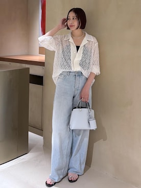 「ROPE'（ロペ）の【E'POR】【数量限定】Y BAG Mini/超軽量・26SS（ハンドバッグ、ブルー系）」を使った、YUIさん（レディース・161cm）の夏コーディネート