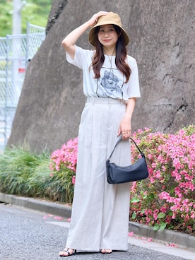 「アイテム（帽子）」を使った、YUIさん（レディース・161cm・30代）の夏コーディネート