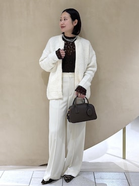 「E'POR（エポール）の【E'POR】TWO BOSTON BAG Mini/撥水・26AW新型（ハンドバッグ、ブラウン系）」を使った、YUIさん（レディース・161cm）の秋コーディネート