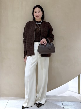 「E'POR（エポール）の【E'POR】TWO BOSTON BAG Mini/撥水・26AW新型（ハンドバッグ、ブラウン系）」を使った、YUIさん（レディース・161cm）の秋コーディネート