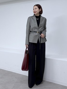「アイテム（ノーカラージャケット）」を使った、YUIさん（レディース・161cm・30代）の秋コーディネート