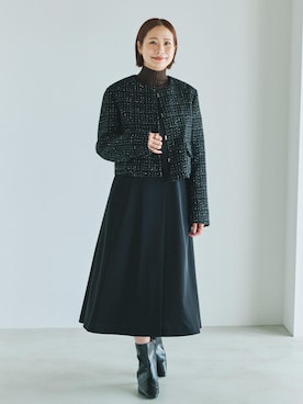 「アイテム（ノーカラージャケット）」を使った、YUIさん（レディース・161cm・30代）の夏コーディネート