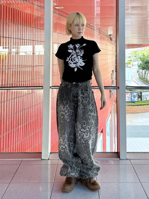 セール】【UNISEX】MUCENT／レオパードワイドパンツ（デニム