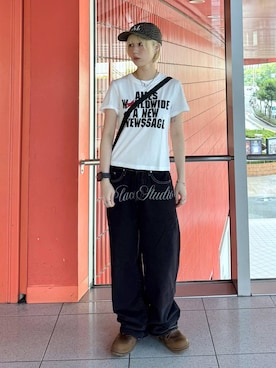 「アイテム（ポーチ）」を使った、ARisaさん（レディース・155cm）の夏コーディネート
