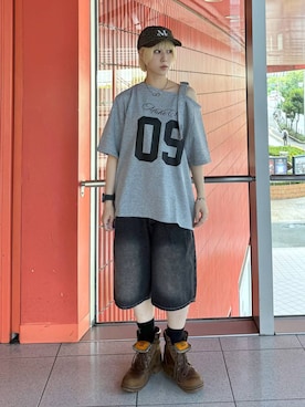 「アイテム（帽子、その他）」を使った、ARisaさん（レディース・155cm）の夏コーディネート