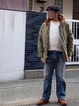 「アイテム（キャスケット）」を使った、備蓄米さん（メンズ・168cm）の冬コーディネート