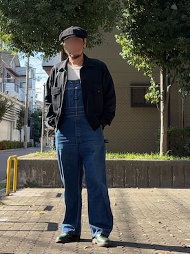 「アイテム（サロペット/オーバーオール）」を使った、飛車角さん（メンズ・168cm）の秋コーディネート