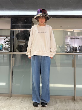 「アイテム（ハット、ブルー系）」を使った、nanamior0118さん（レディース・162cm）の秋コーディネート