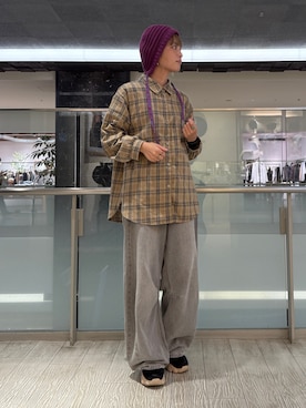 「アイテム（ニットキャップ/ビーニー、パープル系）」を使った、nanamior0118さん（レディース・162cm）の秋コーディネート