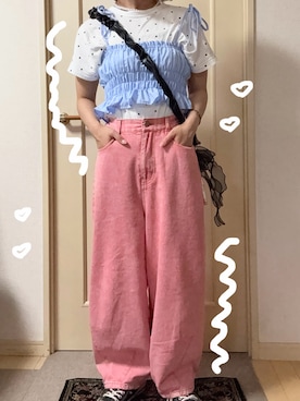 「アイテム（Tシャツ/カットソー）」を使った、ぴさん（レディース・151cm）の夏コーディネート