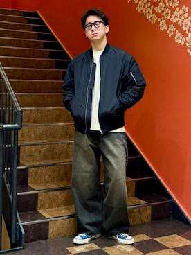 「アイテム（スウェット、ホワイト系）」を使った、B:MING by BEAMS MENさん（メンズ・178cm）の冬コーディネート