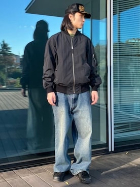 「B:MING by BEAMS（ビーミングバイビームス）の撥水 CORDURA(R) MA-1（MA-1）」を使った、B:MING by BEAMS MENさん（メンズ・172cm）の冬コーディネート