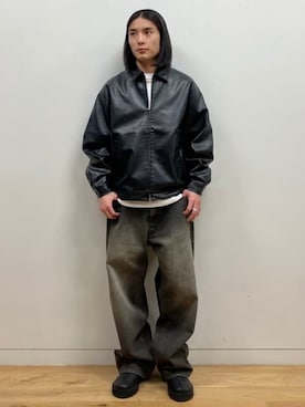 「レザージャケット」｜B:MING by BEAMS MENさん（メンズ・172cm）の冬コーディネート