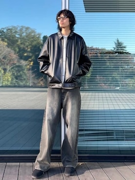 「レザージャケット」｜B:MING by BEAMS MENさん（メンズ・178cm）の冬コーディネート
