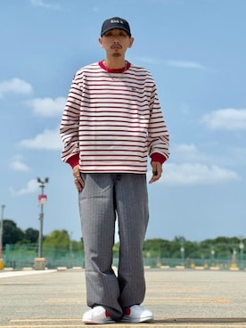 「LACOSTE（ラコステ）のアイテム（Tシャツ/カットソー）」を使った、B:MING by BEAMS MENさん（メンズ・166cm）の夏コーディネート