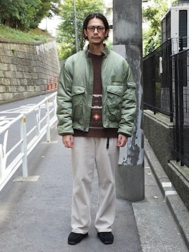 「アイテム（ミリタリージャケット）」を使った、B:MING by BEAMS MENさん（メンズ・176cm）の冬コーディネート