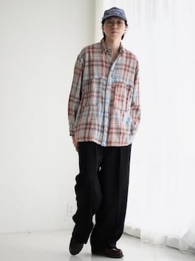 「B:MING by BEAMS（ビーミングバイビームス）のコーデュロイ 刺繍 メッセージ キャップ（キャップ）」を使った、B:MING by BEAMS MENさん（メンズ・186cm）の夏コーディネート