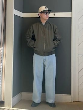 「B:MING by BEAMS（ビーミングバイビームス）の撥水 CORDURA(R) MA-1（MA-1）」を使った、B:MING by BEAMS MENさん（メンズ・178cm）の冬コーディネート