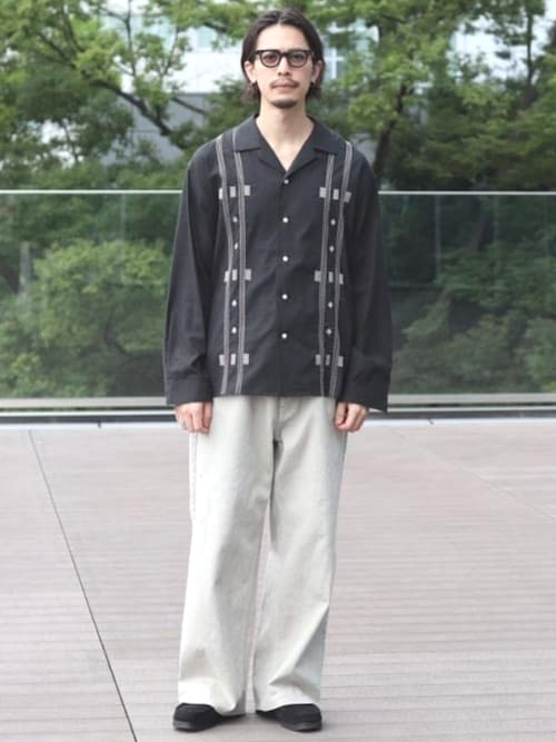 BEAMS 刺繍ウェスタンシャツ　メンズS 未着用 B:MING by BEAMS（ビーミング by ビームス）刺繍 オープンカラー