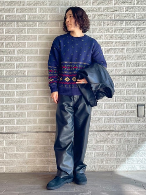 B:MING by BEAMS フェイクレザー ワイドパンツ 黒 B:MING by BEAMS（ビーミング by ビームス）フェイクレザー ワイド