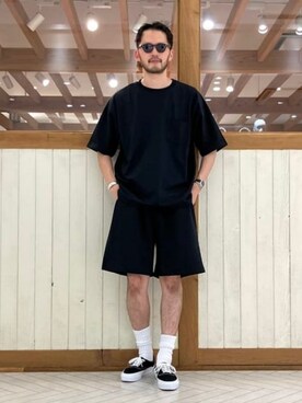 「B:MING by BEAMS（ビーミングバイビームス）の【セットアップ対応】ランド アンド ウォーター クルーネック ポケット Tシャツ（Tシャツ/カットソー）」を使った、B:MING by BEAMS MENさん（メンズ・180cm）の夏コーディネート