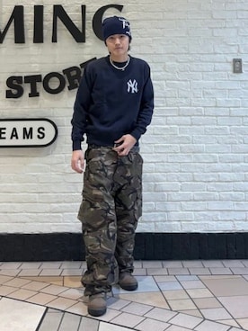 「MLB（メジャーリーグベースボール）のアイテム（スウェット）」を使った、B:MING by BEAMS MENさん（メンズ・171cm）の冬コーディネート