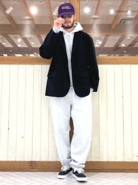 「アイテム（キャップ、パープル系）」を使った、B:MING by BEAMS MENさん（メンズ・180cm）の秋コーディネート