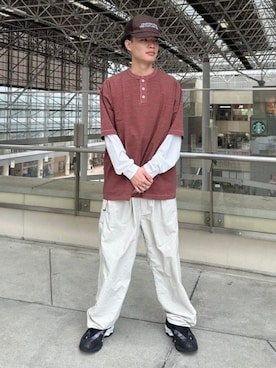 「Healthknit（ヘルスニット）のアイテム（Tシャツ/カットソー）」を使った、B:MING by BEAMS MENさん（メンズ・166cm）の春コーディネート