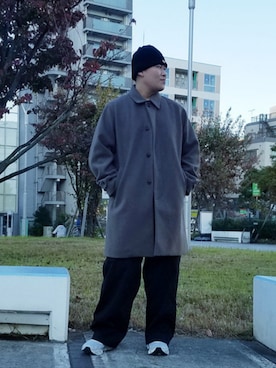 「DANTON（ダントン）のアイテム（帽子）」を使った、B:MING by BEAMS MENさん（メンズ・176cm）の冬コーディネート