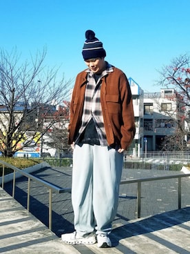 「ビーニー帽」｜B:MING by BEAMS MENさん（メンズ・176cm）の冬コーディネート