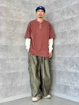 「Healthknit（ヘルスニット）のアイテム（Tシャツ/カットソー）」を使った、B:MING by BEAMS MENさん（メンズ・166cm）の夏コーディネート