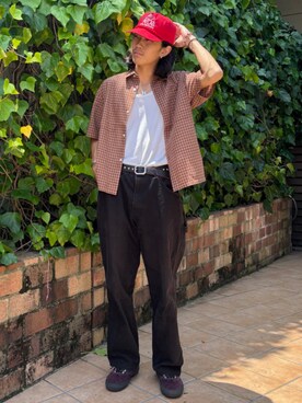 「B:MING by BEAMS（ビーミングバイビームス）のスモールチェック ハーフスリーブ シャツ（シャツ/ブラウス）」を使った、B:MING by BEAMS MENさん（メンズ・178cm）の夏コーディネート