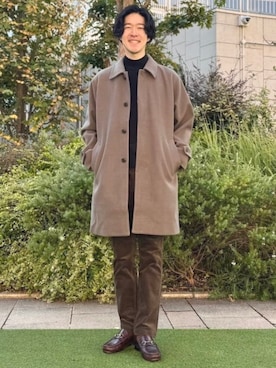 「アイテム（ステンカラーコート）」を使った、B:MING by BEAMS MENさん（メンズ・177cm）の秋コーディネート